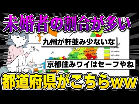 【2chまとめ】未婚者の割合が多い都道府県がこちらｗｗｗ【面白いスレ】